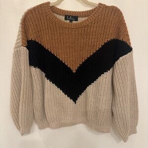 Lulu's Brown, Black, and Cream Crew Neck Sweater